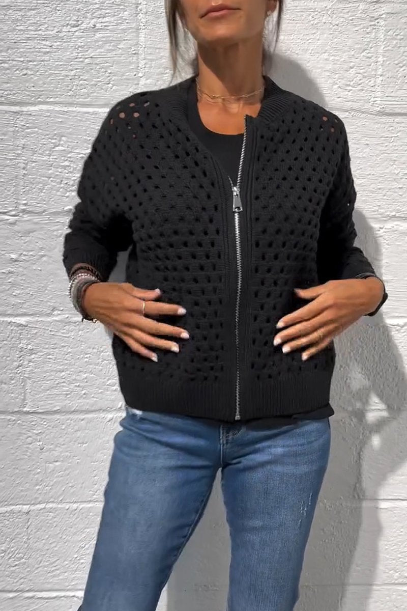 ✨Women's Hollow Knit Zipper Jacket