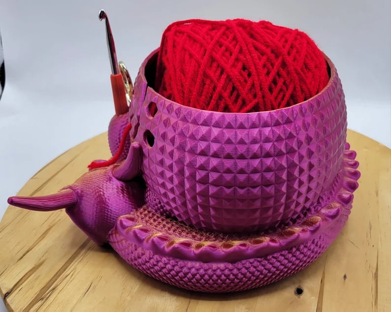 Large Fantasy Dragon and Egg Fantasy Bowl Knitting or Crochet Bowl- Buy two and get free shipping