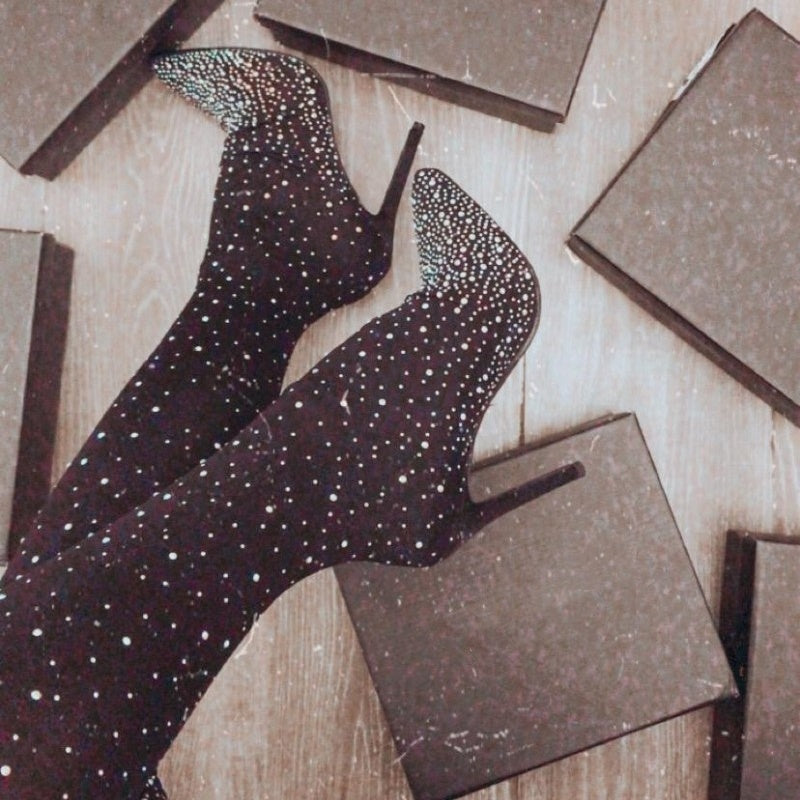 💎✨Women’s Sparkly Faux Diamonds Over-the-Knee Boots
