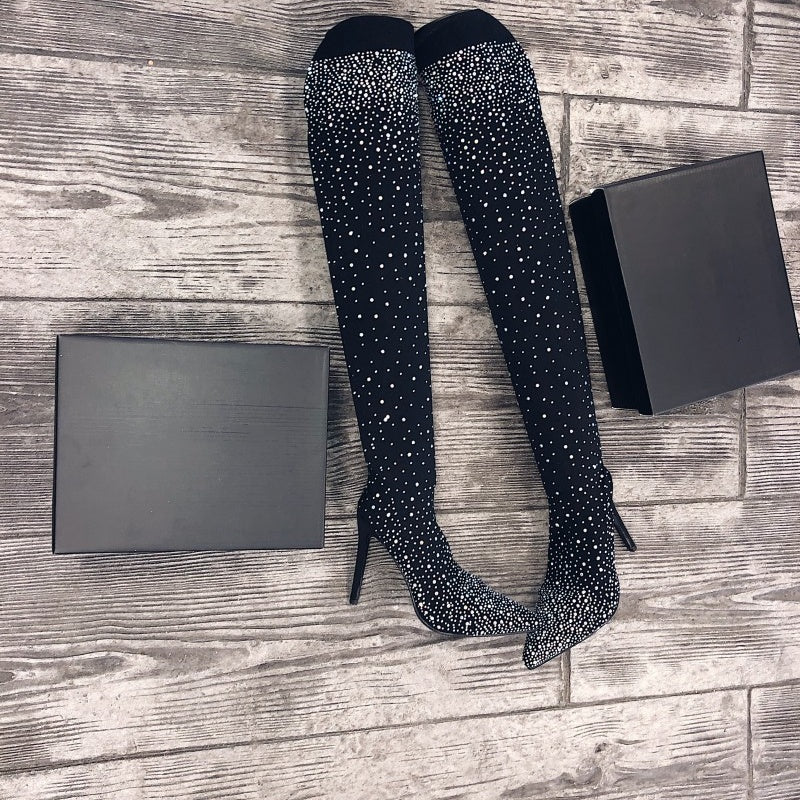 💎✨Women’s Sparkly Faux Diamonds Over-the-Knee Boots