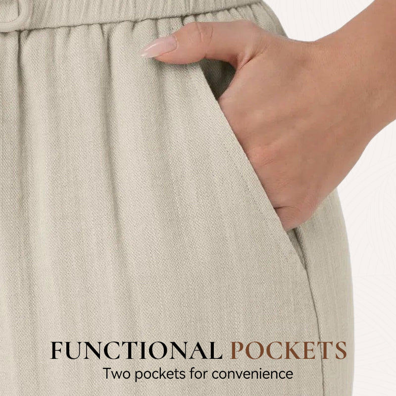 Lightweight Summer Linen Pants Solid Color Drawstring Casual Pants