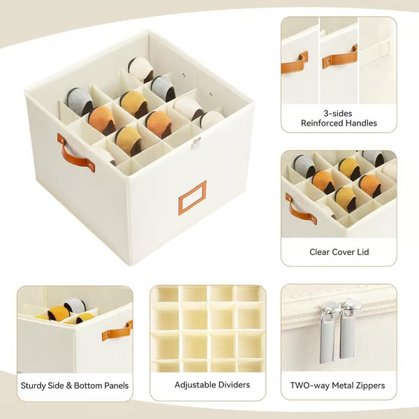 Fabric Shoe Organizer Storage Box👟– Foldable Design, Large Capacity, Dustproof & Breathable, Space-Saving for Closet & Bedroom 🧺