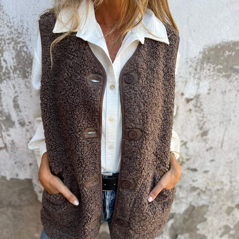 🎁🔥Women's Fall Button Down Short Warm Vest