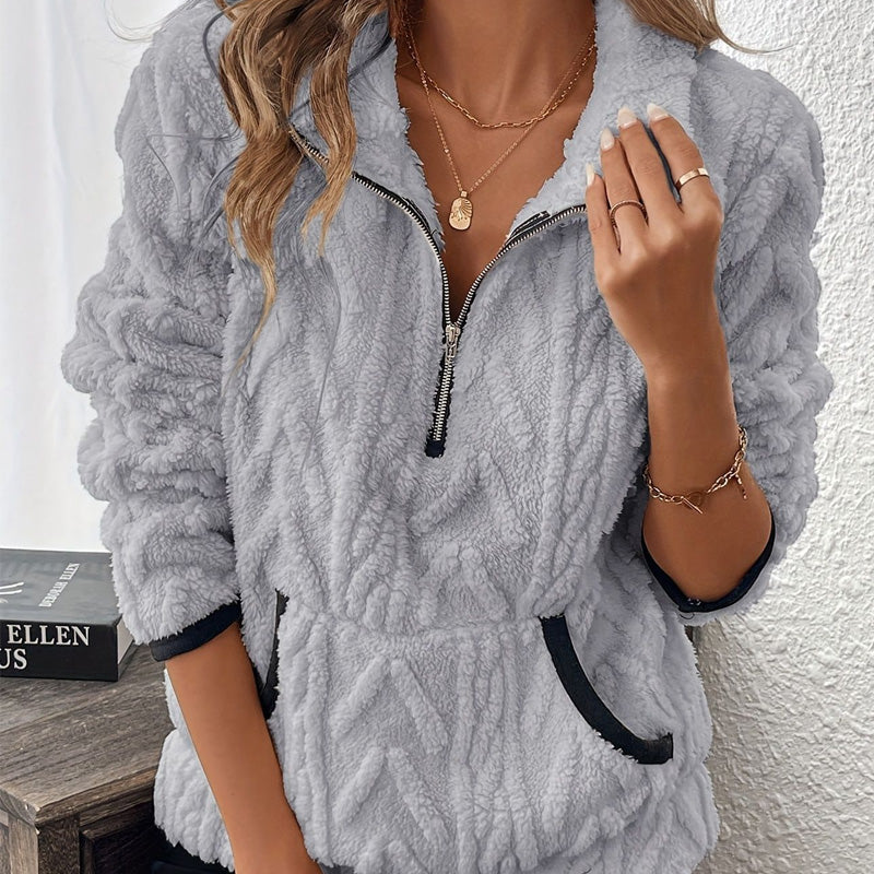🍂🍁Half-Zip Fuzzy Pocket Sweatshirt