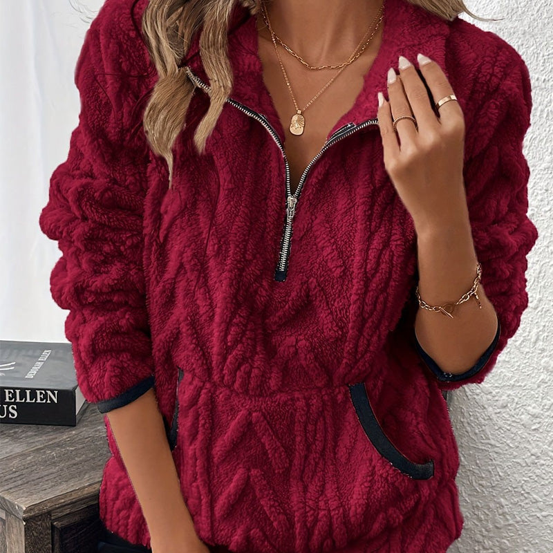 🍂🍁Half-Zip Fuzzy Pocket Sweatshirt