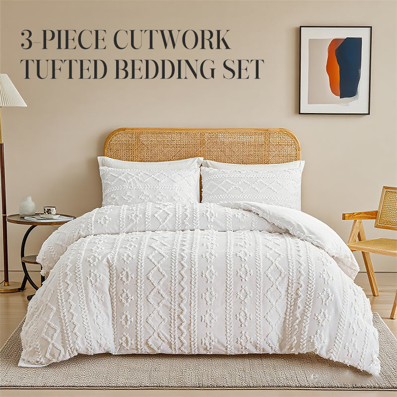 🎄Christmas Luxury Gift｜3-Piece Cutwork Bedding Set - Wrap Your Loved Ones in Holiday Elegance 🛏️🎁