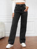 🔥Casual High Waist Multi-Pocket Wide Leg Stretchy Jeans