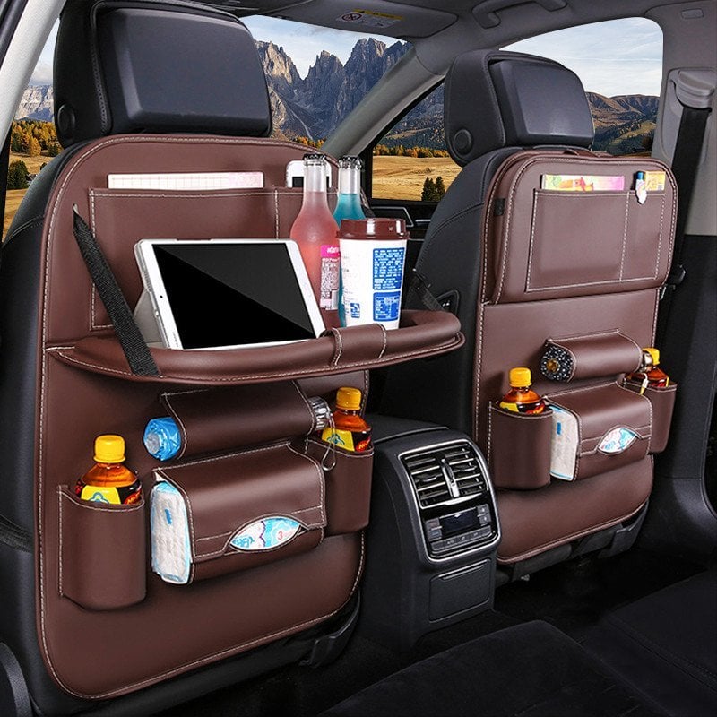 💞50K+ SOLD!💥🚗Car Back Seat Leather Organizer Storage Bag with Foldable Table