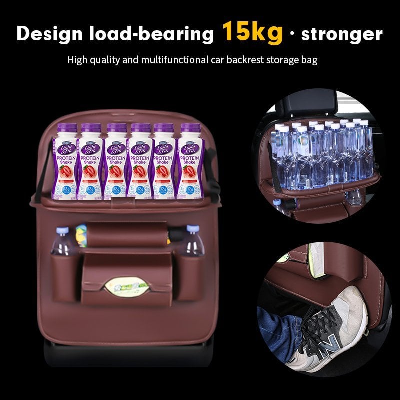 💞50K+ SOLD!💥🚗Car Back Seat Leather Organizer Storage Bag with Foldable Table