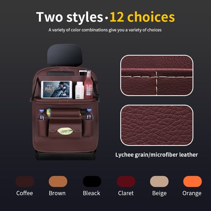 💞50K+ SOLD!💥🚗Car Back Seat Leather Organizer Storage Bag with Foldable Table