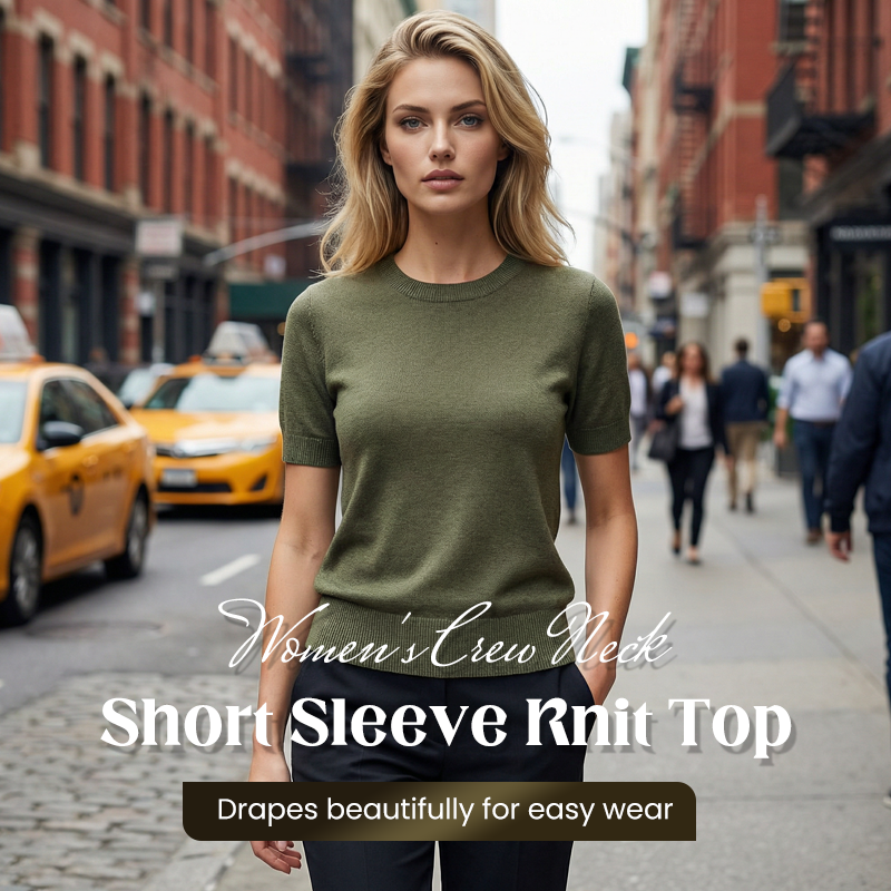 💥Women's Crew Neck Short Sleeve Knit Top
