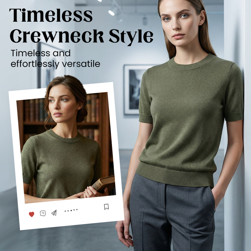 💥Women's Crew Neck Short Sleeve Knit Top