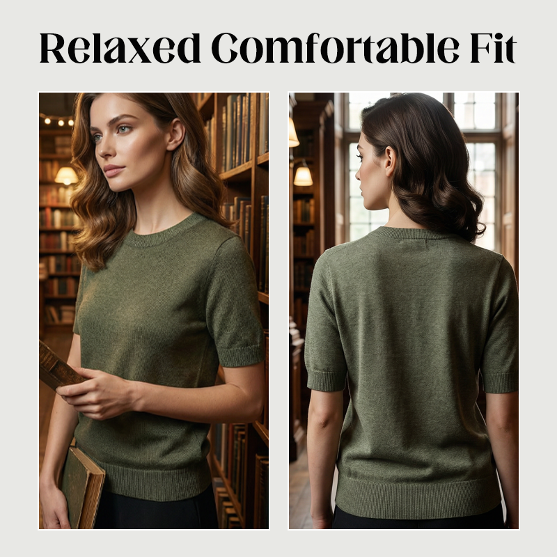 💥Women's Crew Neck Short Sleeve Knit Top