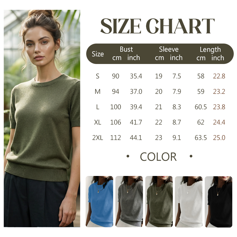 💥Women's Crew Neck Short Sleeve Knit Top