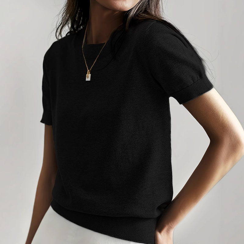 💥Women's Crew Neck Short Sleeve Knit Top
