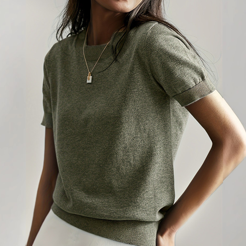 💥Women's Crew Neck Short Sleeve Knit Top