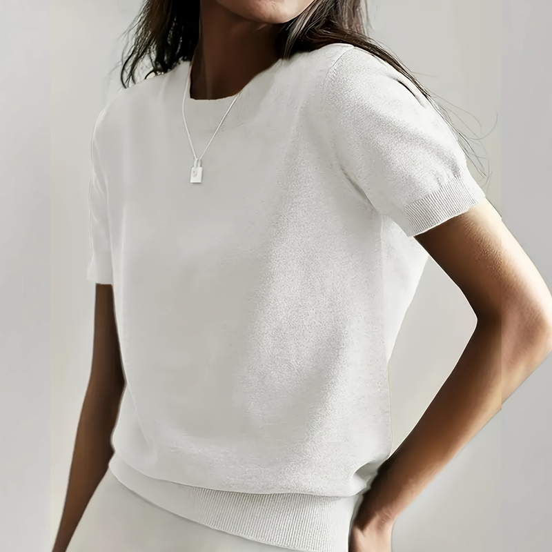 💥Women's Crew Neck Short Sleeve Knit Top