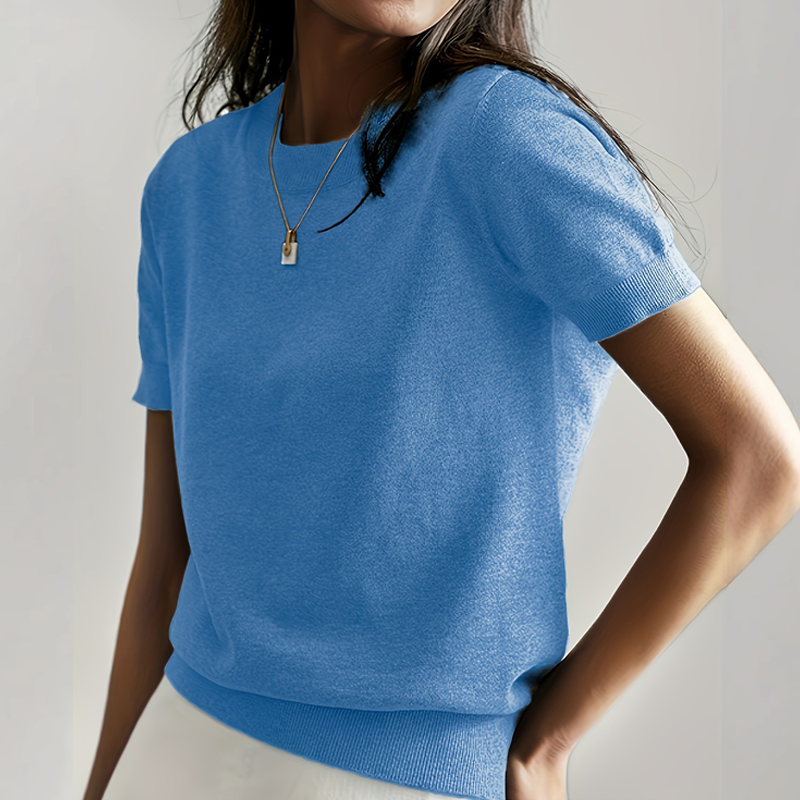💥Women's Crew Neck Short Sleeve Knit Top