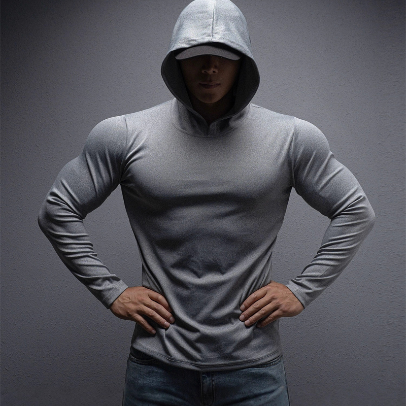 🎁 Men's Stretch-Fit Long Sleeve Fitness Hoodie