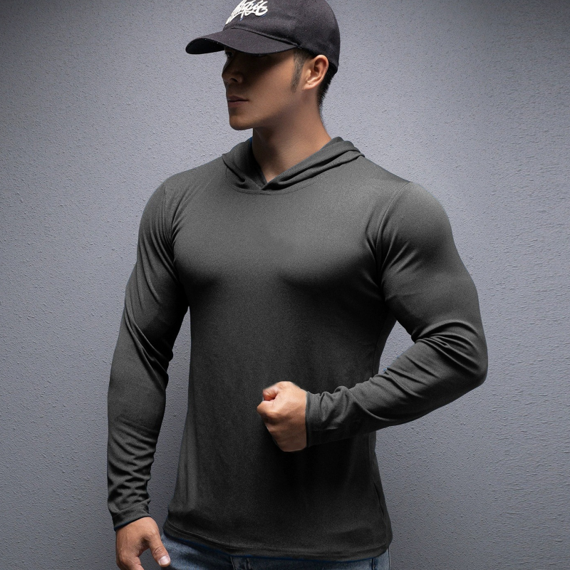 🎁 Men's Stretch-Fit Long Sleeve Fitness Hoodie