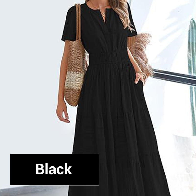 💕Women's Boho Chic Smocked Waist Maxi Dress