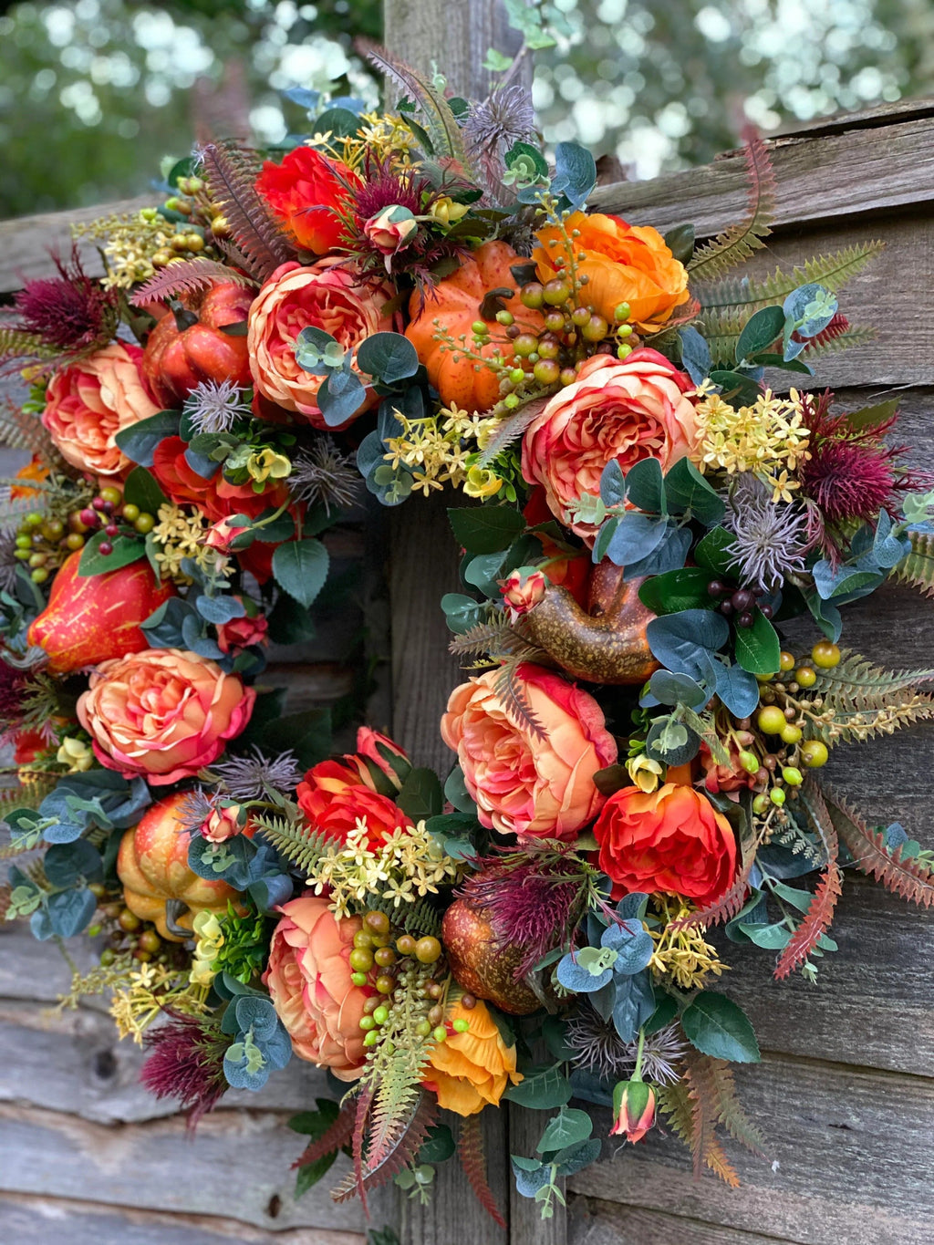 🔥Fall Peony and Pumpkin Wreath - Year Round Wreath