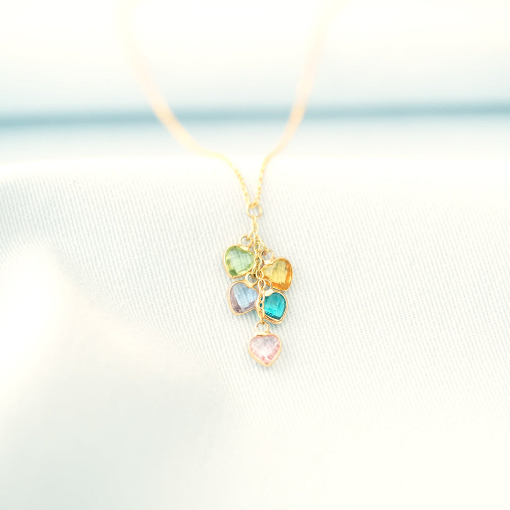 1-13 Heart Birthstones Cascading Necklace