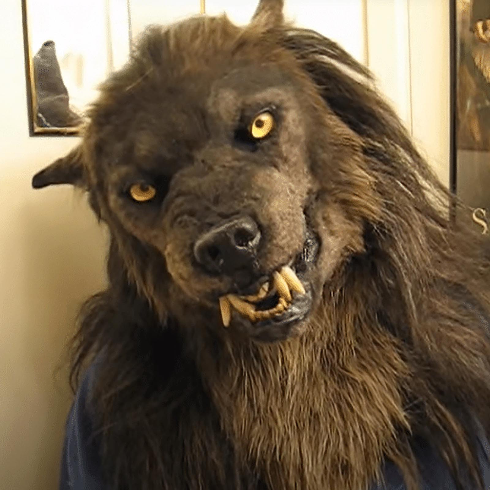 Werewolf Headwear Glowing Eyes Movable Costume Mask-💖