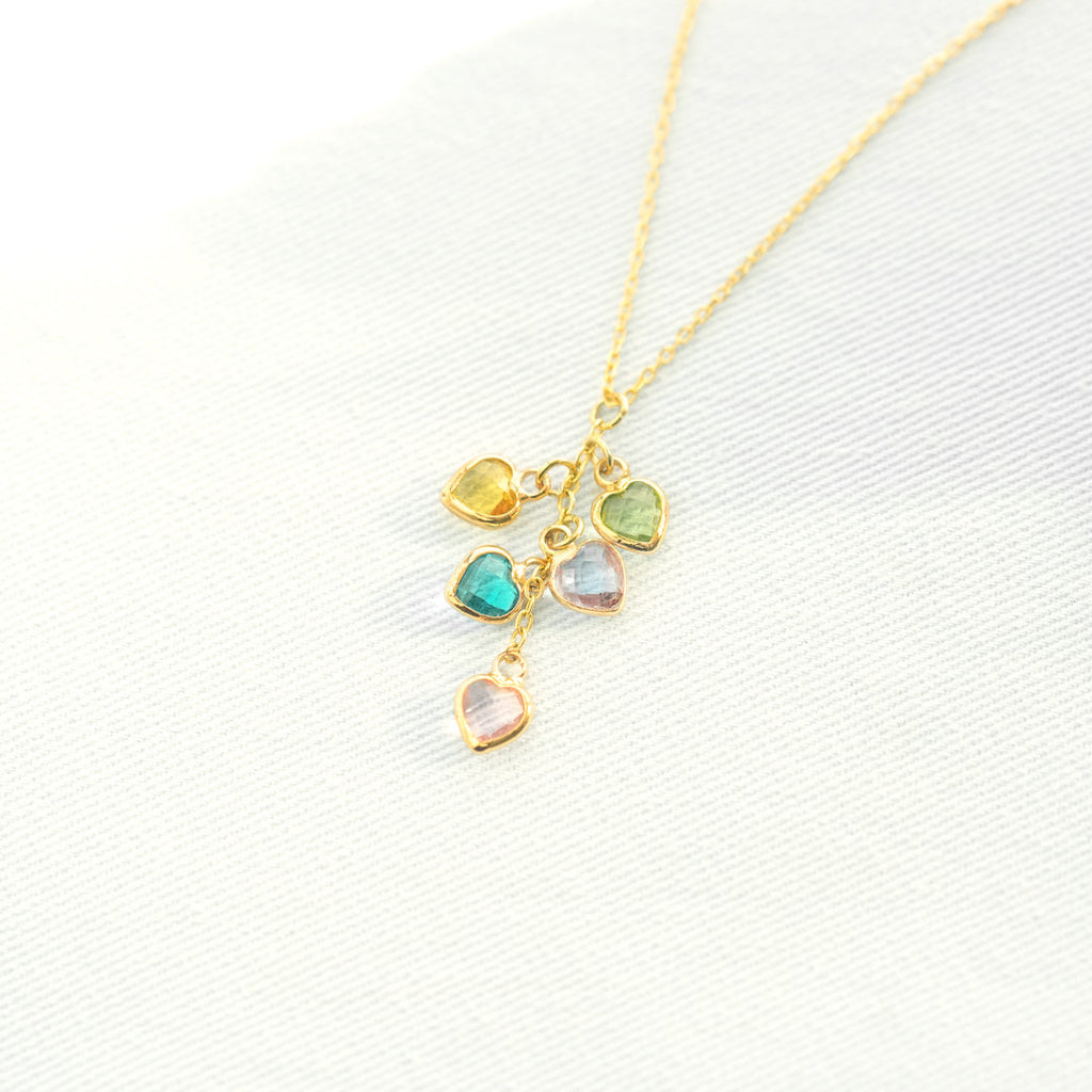 1-13 Heart Birthstones Cascading Necklace