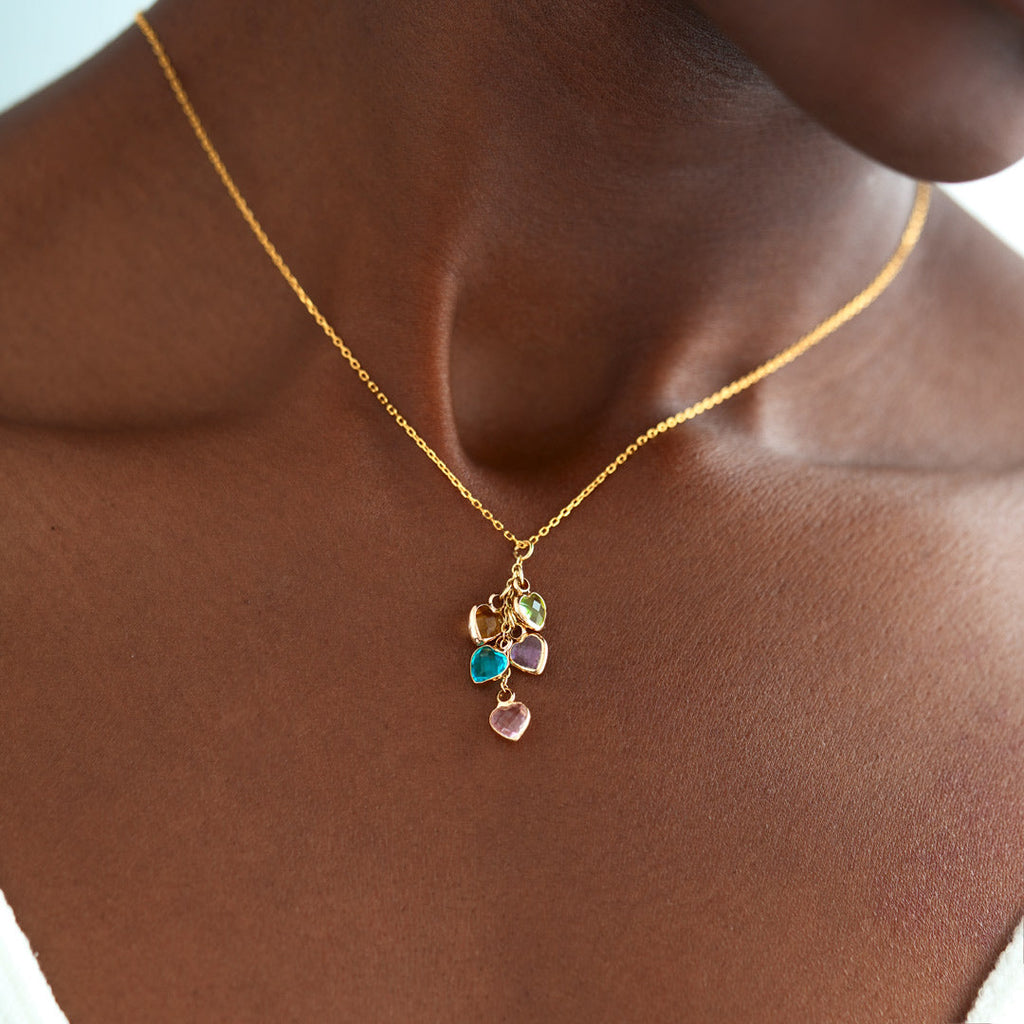 1-13 Heart Birthstones Cascading Necklace