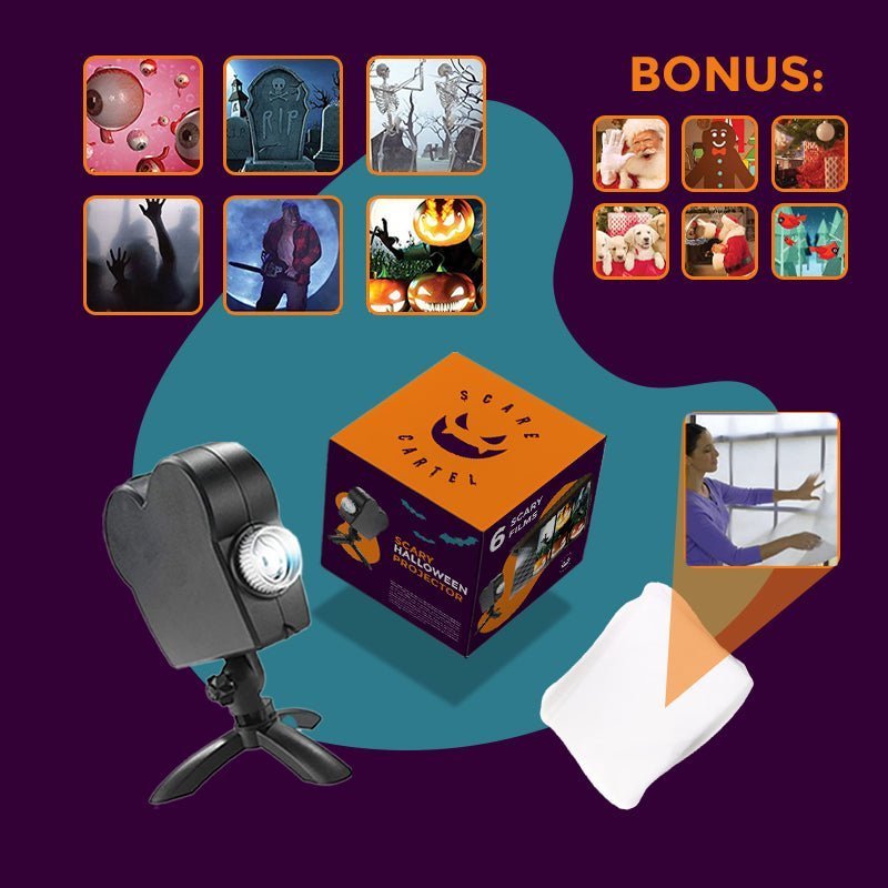Scary Halloween Projector( Projector + 12 videos + Screen)