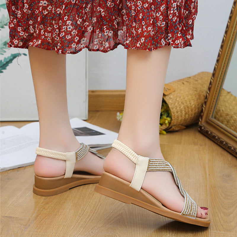 🔥 Anti-skid Soft Sole Rhinestone Wedge Heel Sandals