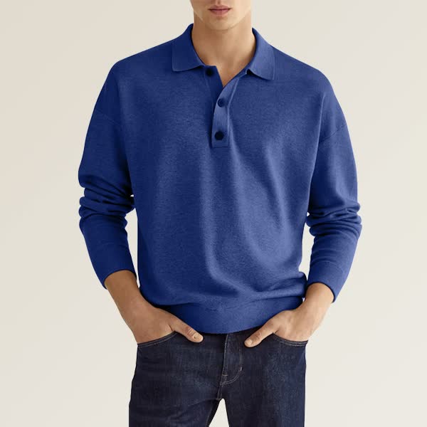 🍂Autumn Sale🍂Men\'s Spring And Autumn Fashion Casual Loose Lapel Long Sleeve Polo Shirt