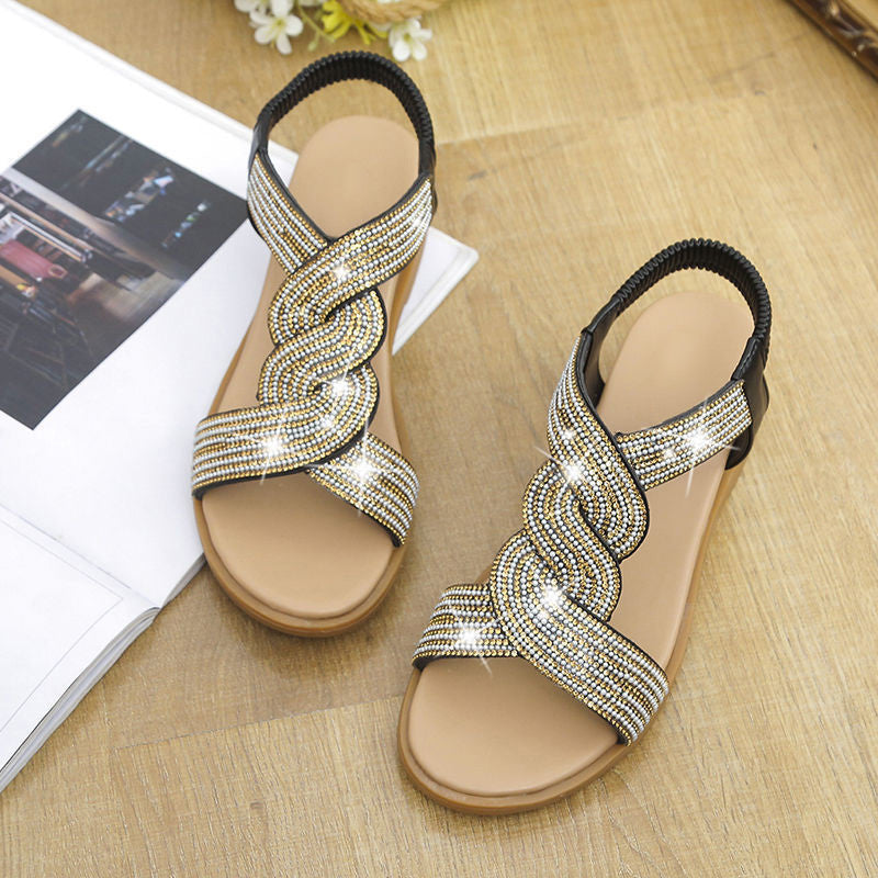 🔥 Anti-skid Soft Sole Rhinestone Wedge Heel Sandals