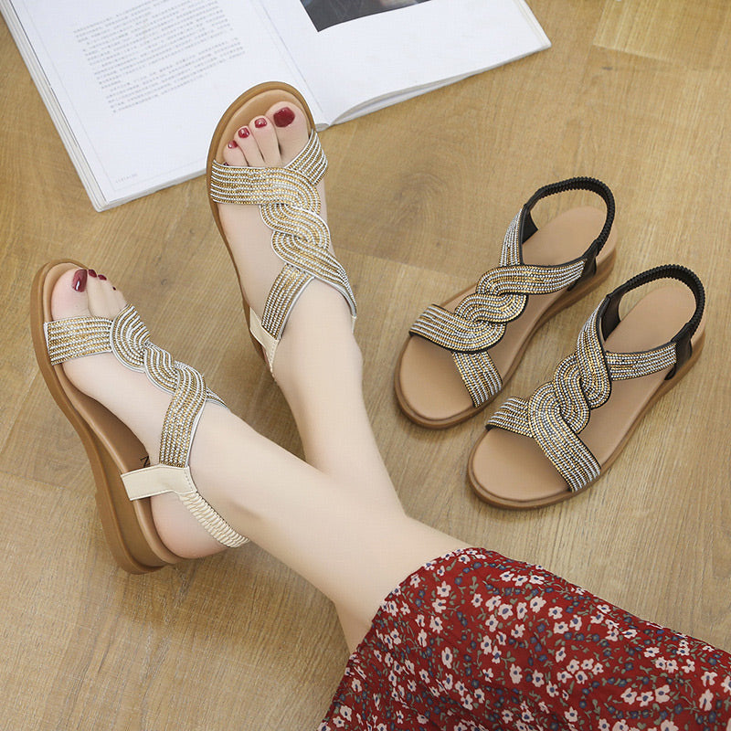 🔥 Anti-skid Soft Sole Rhinestone Wedge Heel Sandals