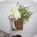 💐Cream Hydrangea Door Hanger Basket Wreath